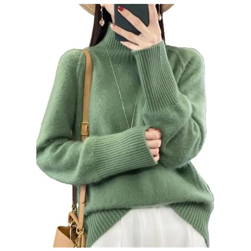 Maglione Donna In Lana A Collo Alto - Sciolto, Maniche Lunghe, Pronto Da Indossare - Foto 14