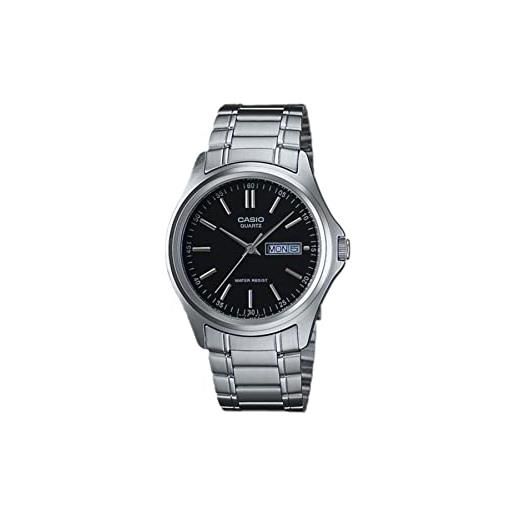 Casio Orologio da uomo analogico al quarzo giapponese con cinturino in acciaio inossidabile S7231399, nero/blu, cinturino, Nero/Blu, Cinghia