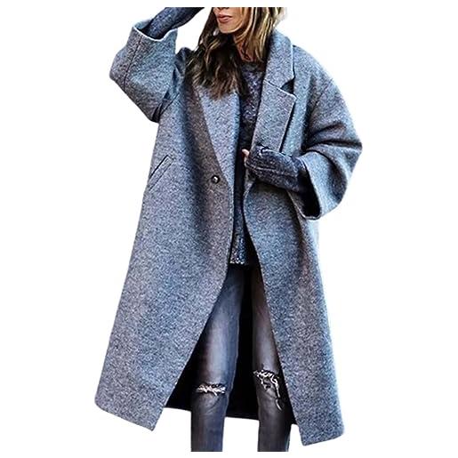 Generic cappotto in lana da donna lungo oversize - cappotto invernale da donna elegante classico con colletto invernale a maniche lunghe caldo giacca in lana alla moda cappotto invernale elegante taglie forti