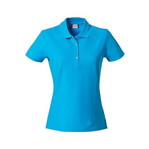 Clique - polo maglietta a mezza manica t-shirt da donna basic polo ladies slim fit con bottoni in cotone primavera/estate in diversi colori e taglie (turchese xs)