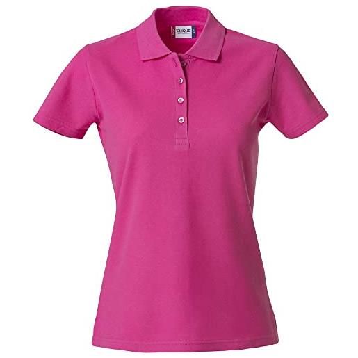 Clique - polo maglietta a mezza manica t-shirt da donna basic polo ladies slim fit con bottoni in cotone primavera/estate in diversi colori e taglie (lampone xl)