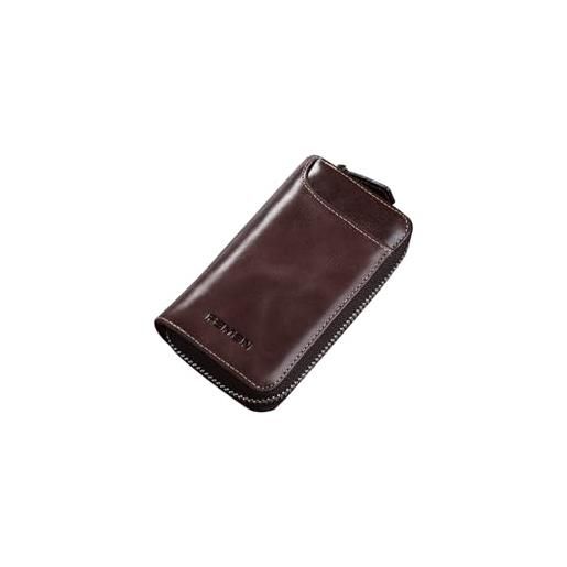 PORRASSO astuccio portachiavi vera pelle auto del sacchetto portachiavi portatile sacchetto chiave key case con 6 gancio per uomo caffè a