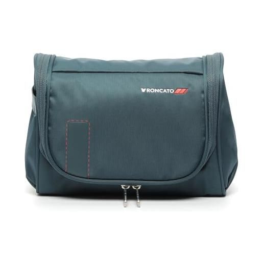 RONCATO speed necessaire beauty case da viaggio per donne e uomini, borsa da toilette con zip e pratici scomparti interni (blu)