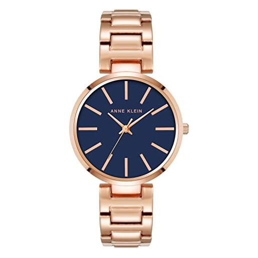 Anne Klein - orologio da polso da donna, con cinturino a bracciale, oro rosa/blu navy