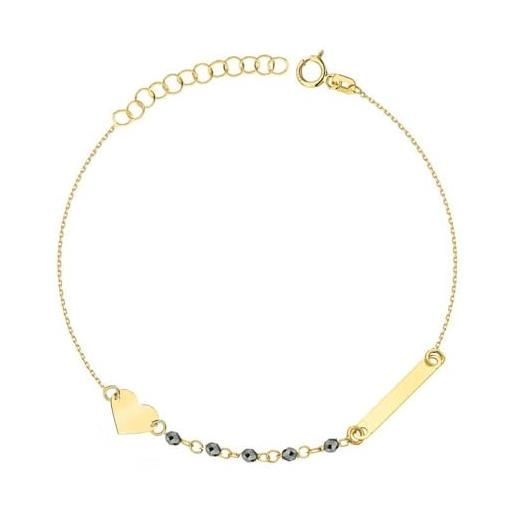 Miore Bracciale Donna Oro Giallo 9kt / 375 Con Catena, Lunghezza 19.5 Cm, Gioiello Autentico Con Certificato E Astuccio