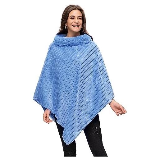 GLAMEXX24 donna elegante inverno pelliccia poncho collo rotondo giacca spessa capo calda pelliccia lavorata a maglia