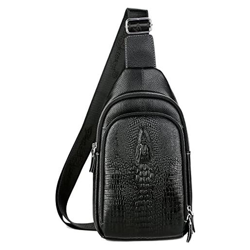 FSD.WG - zaino a tracolla da uomo, ideale per escursionismo, borsa da viaggio con borsa a tracolla, resistente all'acqua, nero, large