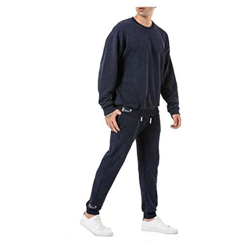RED BRIDGE redbridge set di 2 felpe oversize da jogging con pantaloni combinati premium, blu scuro, xl