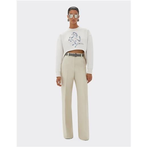 Ferrari felpa con grafica cavallino rampante - female maglioni e felpe ecru xs