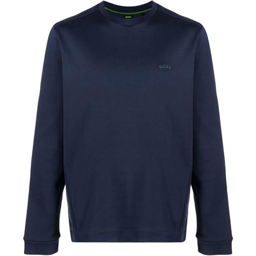 BOSS felpa salbo curved con stampa - 410 - navy