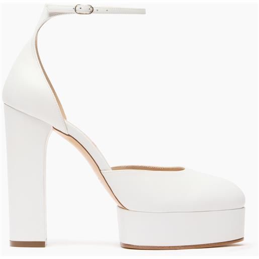 Casadei betty leather platforms white
