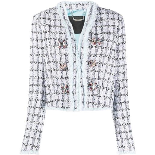 Philipp Plein blazer monopetto in tweed - blu