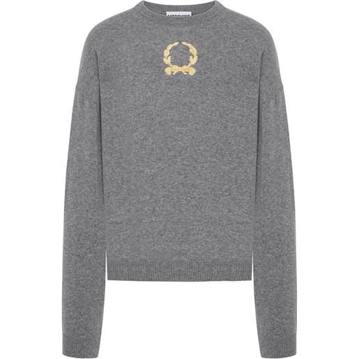 Moschino maglione laurel con ricamo - grigio