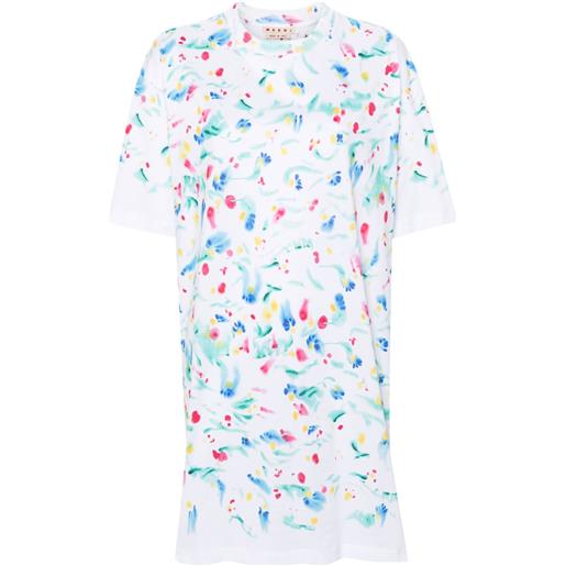 Marni abito modello t-shirt con stampa astratta - bianco