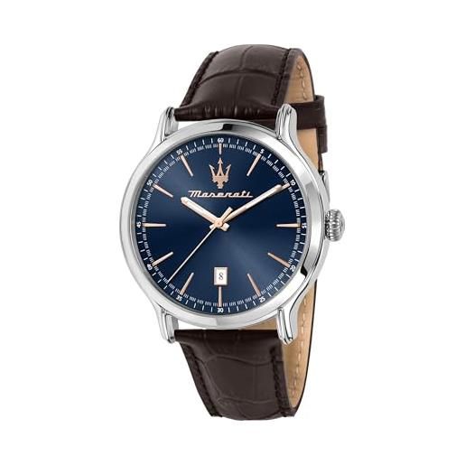 Orologio Maserati Epoca Uomo R8821118002 Quarzo Quadrante Acciaio Blu Pelle 42mm