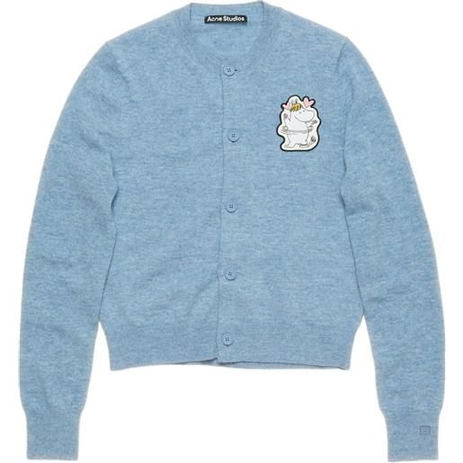 Acne Studios cardigan con applicazione x moomin - blu