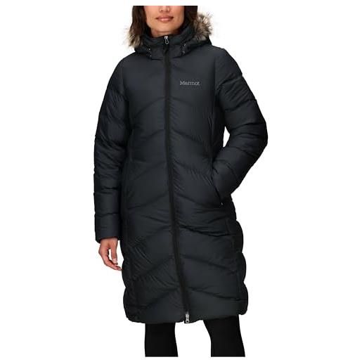 Marmot donna wm's montreaux coat, piumino leggero isolante, densità dell'imbottitura 700, cappotto da esterno, giacca impermeabile idrorepellente, antivento, black, xs