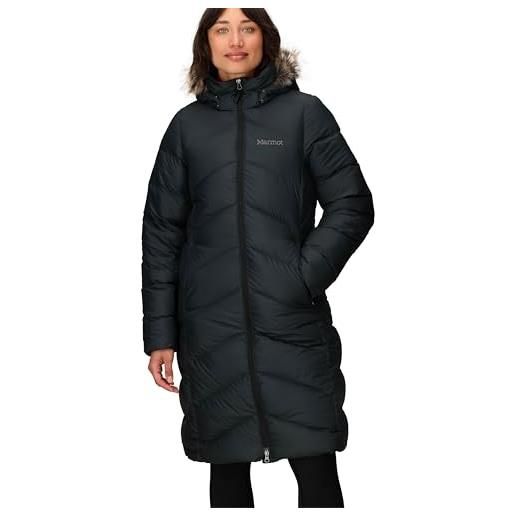 Marmot donna wm's montreaux coat, piumino leggero isolante, densità dell'imbottitura 700, cappotto da esterno, giacca impermeabile idrorepellente, antivento, black, xs