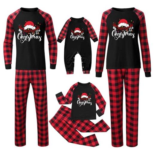 Generico pigiama famiglia natale set, completo per natale 2 pezzi invernale tute e pantaloni comodo t-shirt stampa 2024 pigiami natalizi per tutta la famiglia per papà mamma bambini