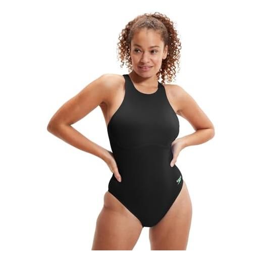 Speedo racer zip costume da bagno per donna, nero, 34