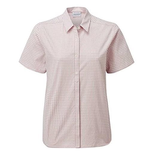 Craghoppers camicetta da donna a maniche corte nasima, donna, camicia da donna, cws508, a quadretti viola spazzolato, 38