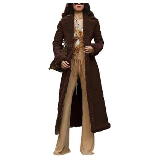 EGSDMNVSQ cappotto giacca invernale da donna giacca lunga calda cappotto di lana giacca di peluche cappotto trapuntato in pile giacca di transizione autunno inverno cappotto allentato a maniche lunghe