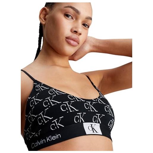 Calvin Klein donna reggiseno a bralette coppe morbide, nero (litho ck print+black), s