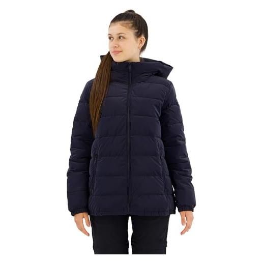 CMP piumino con cappuccio in nylon silk touch da donna art. 33k3716 (54, n950 black blue)