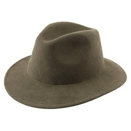 Classic Italy - cappello fedora feltro ripiegabile nude traveller center dent - size 61 cm - kaki