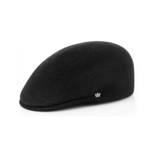 TIRABASSO - cappello in feltro forma coppola uomo made in italy - nero, 55