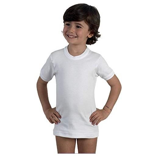 ROSSOPORPORA, 6 maglie interne bimbo ragazzo a manica corta in caldo cotone bianco. 14 anni