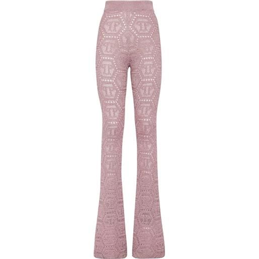 Philipp Plein pantaloni con motivo monogramma - rosa