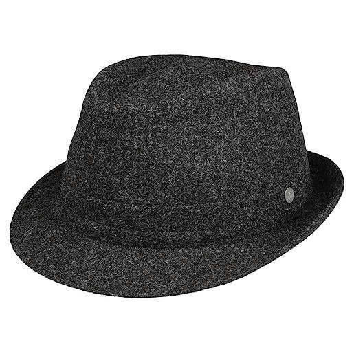 LIERYS cappello in lana shetland wool trilby uomo - made italy invernale con fodera inverno autunno/inverno - l (58-59 cm) antracite