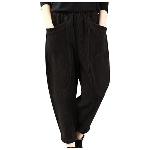 Generico leggins felpati premaman pantaloni donna comodi pantaloni capispalla larghi in velluto a coste alla grandi in vita elastica autunno e inverno da donna jeggings donna estivi (black, xl)