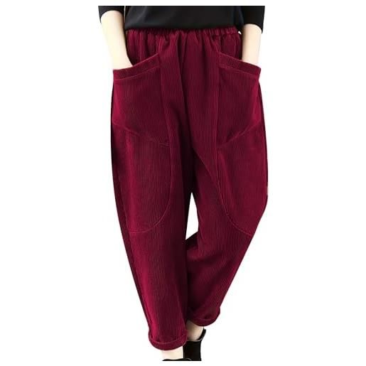 Generico leggins felpati premaman pantaloni donna comodi pantaloni capispalla larghi in velluto a coste alla grandi in vita elastica autunno e inverno da donna jeggings estivi (brown, s)
