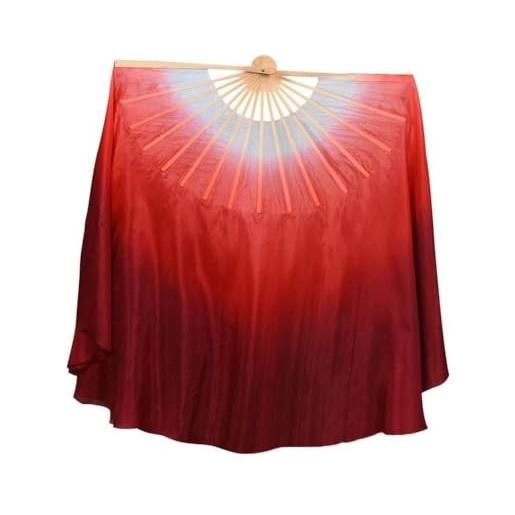 INOKAI veils fan, velo danza del ventre seta velo a ventaglio for danza del ventre vera seta a due strati ventaglio corto leggero sfumato for la danza popolare (color: a)