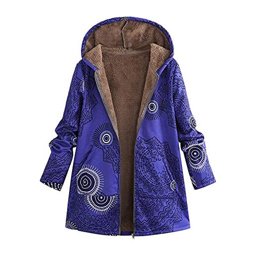 MJGkhiy cappotto caldo donna lungo invernale taglie forti caldo parka cappotti in pile cappotti imbottita inverno giubbini con cappuccio antivento giaccone con tasche curvy trench giacca teddy fleece