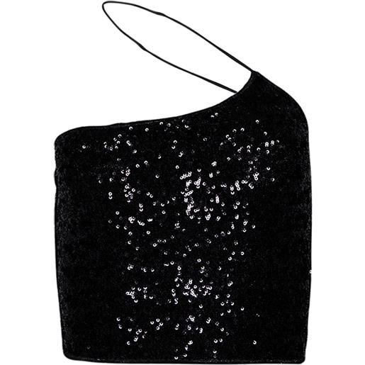 Oséree top corto con paillettes - nero