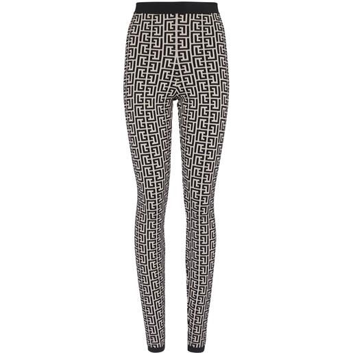 Balmain leggings a vita alta con monogramma - nero
