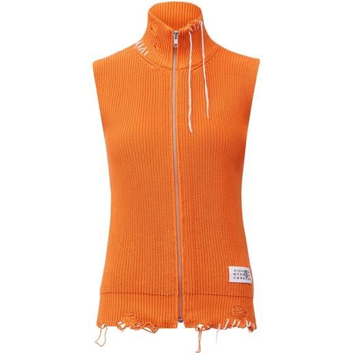 MM6 Maison Margiela cardigan a coste - arancione