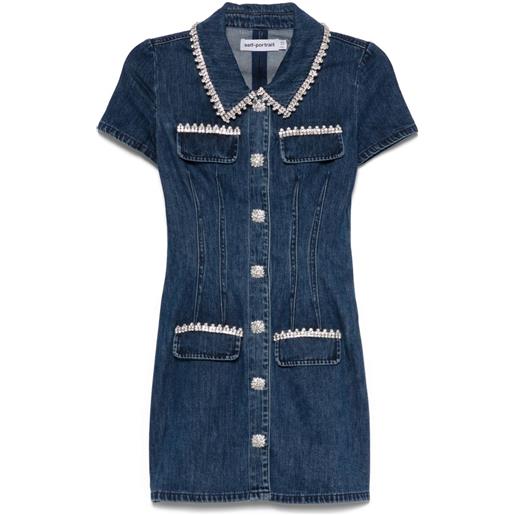 Self-Portrait abito corto denim - blu