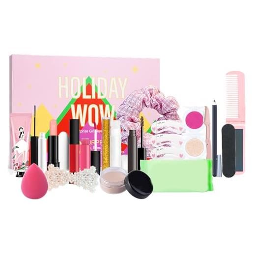 Tsuchiya beauty calendario dell'avvento 2023 per ragazze, conto alla rovescia di natale, set da trucco con rossetto, ombretto, strumenti per il trucco, regalo di natale per donne e ragazze