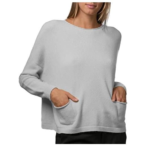 JOPHY & CO. maglia da donna in viscosa a maniche lunghe con scollo rotondo e doppia tasca anteriore (cod. 17061) (l, grigio)