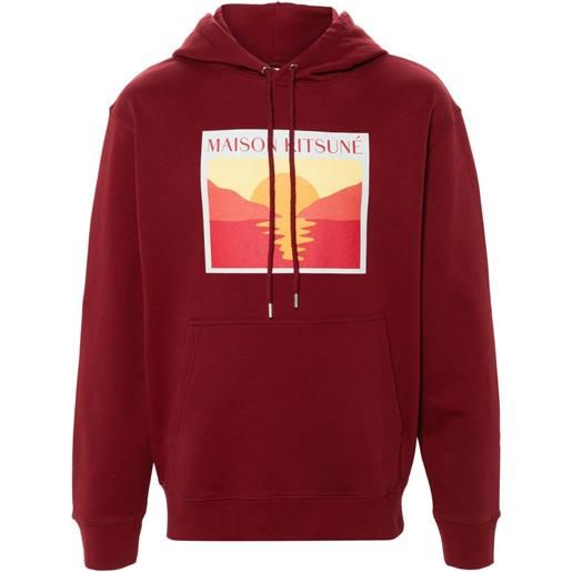 Maison Kitsuné felpa sunset postcard con cappuccio - rosso