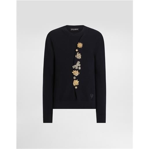 Dolce & Gabbana maglia girocollo in lana con bottoni gioiello