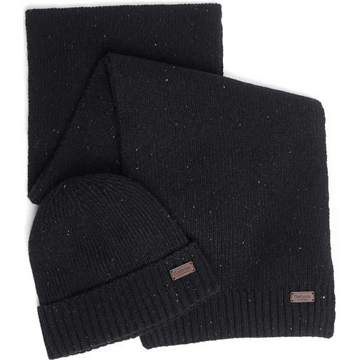 BARBOUR carton fleck beanie and scarf gift set black