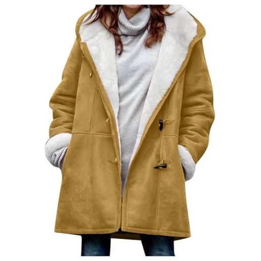 KHIRVWL giacca invernale da donna con cerniera foderata in pile giacca calda a maniche lunghe giacca calda con tasche cotone plus pile manica lunga patchwork donna offerte lampo del giorno
