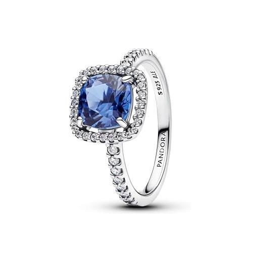 PANDORA anello da donna in argento scintillante quadrato blu alone 193550c01, 54/17,2, argento sterling, cristallo