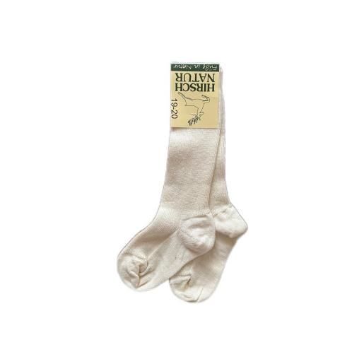 Hirsch Natur calzino lungo in lana mista cotone bio - col. Bianco naturale