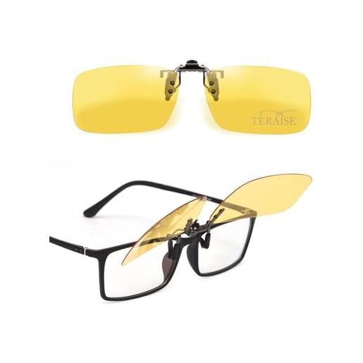 TERAISE clip occhiali guida notturna polarizatti, antiriflesso uomini e donne occhiali guida notturna, ridurre efficacemente l'abbagliamento dei fari in arrivo(58 * 37mm)